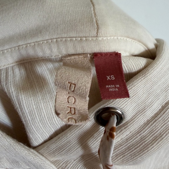 Anthropologie Pilcro Ivory Ribbed Cut Out Hoodie Top size XS EUC - Picture 6 of 8